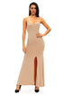 Apricot Spaghetti Straps Elastic Cutout Back Maxi Dress